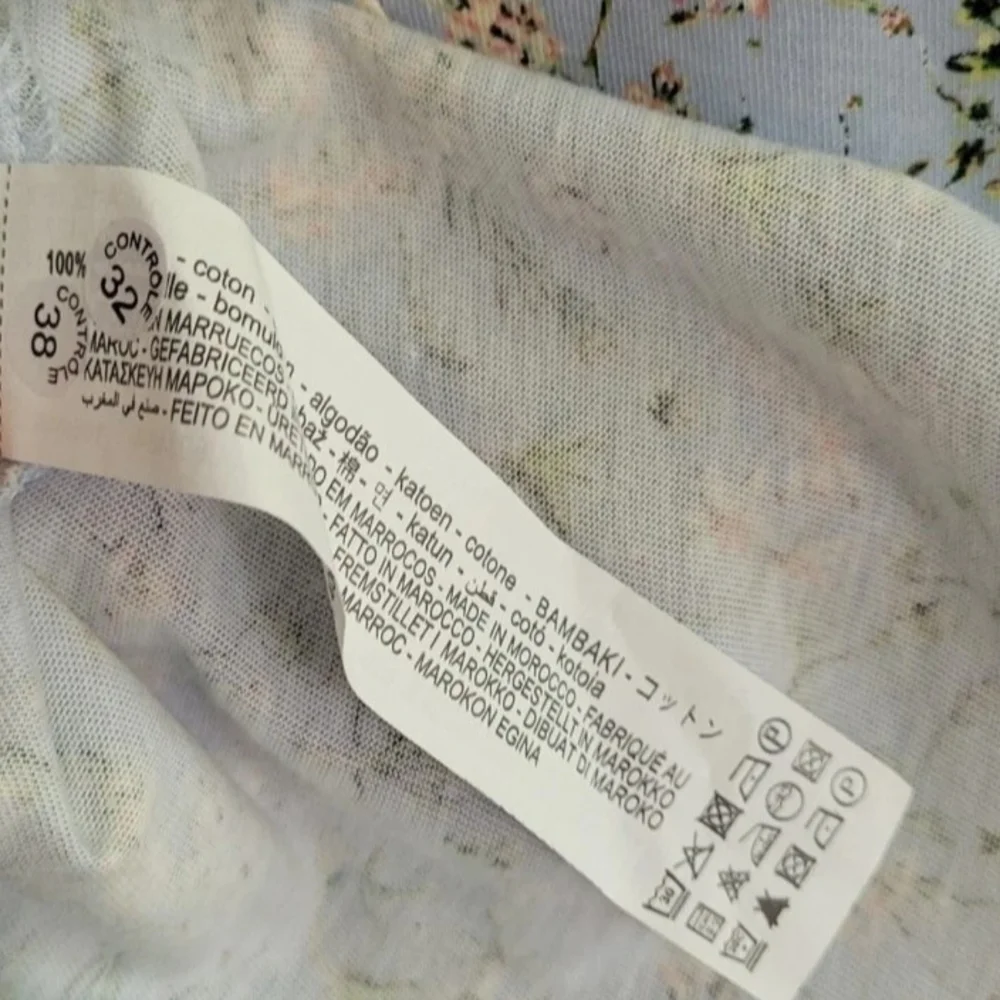 Zara Blue Floral Ruffle Sleeve A-Line T Shirt Dress Women's Size Medium - Picture 5 of 6